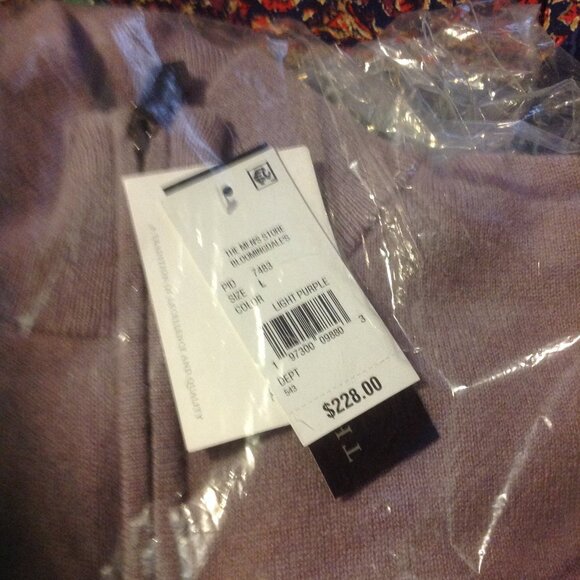Bloomingdale's Men's Light Purple 1/4 Zip Cashmere Sweater- Large -New with Tags - Picture 3 of 5